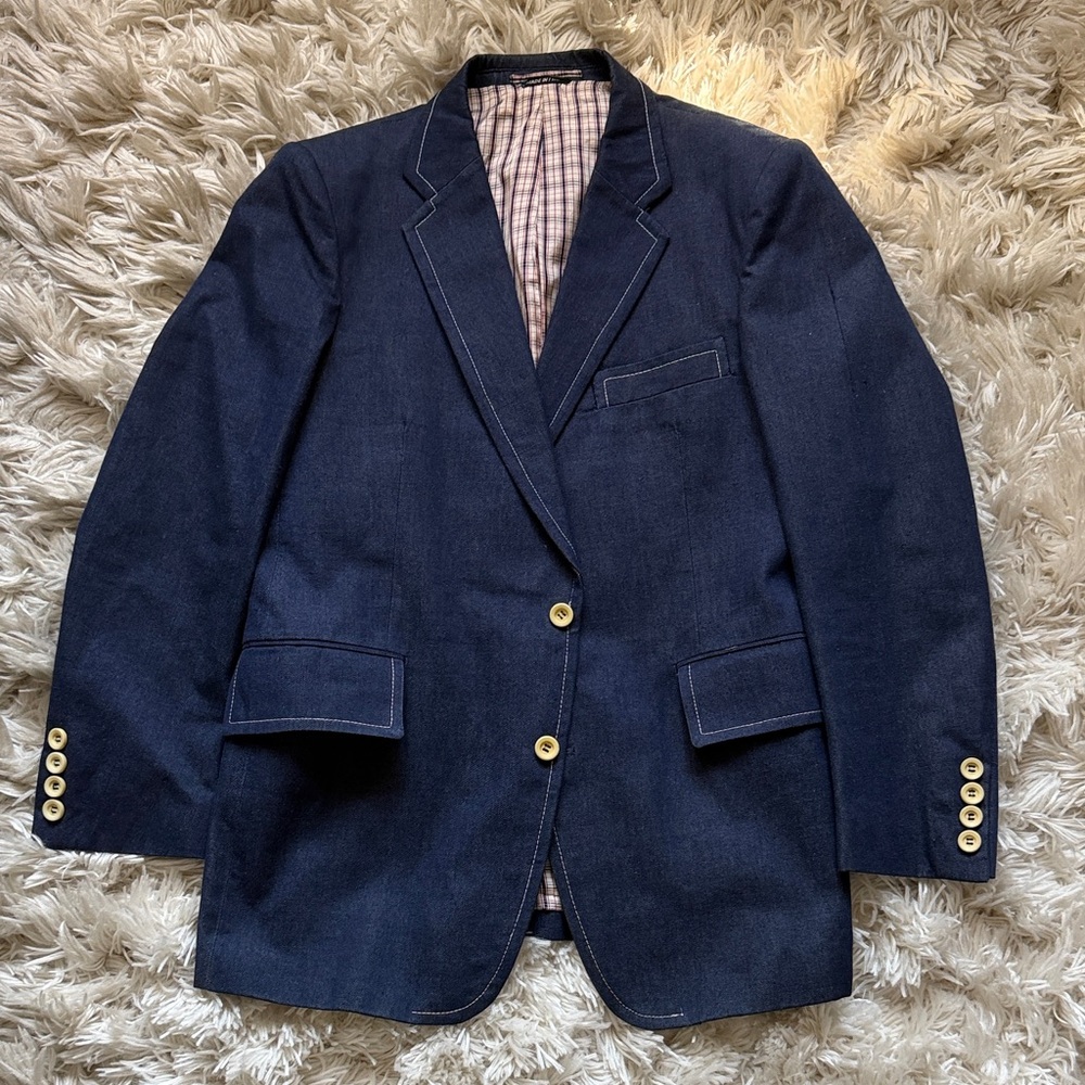 Italian Denim Blue Bespoke Dapper Blazer Made in Italy 42R
